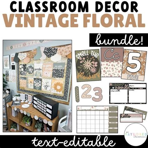 Vintage Floral Classroom Decor Editable Vintage Classroom Decor Etsy Canada In 2024 Vintage