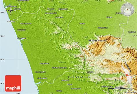 Physical Map of Trissur (Trichur)