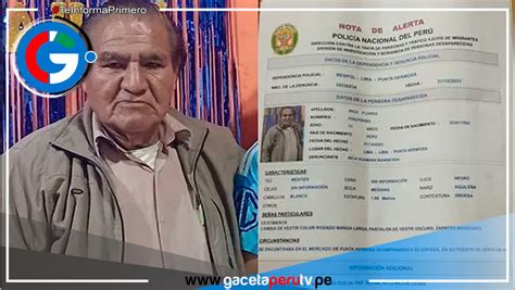 Punta Hermosa Familia Busca A Adulto Mayor Con Alzh Imer Gaceta Per Tv