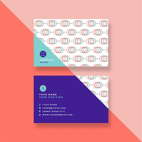 Free Vector Flat Geometric Horizontal Double Sided Business Card Template