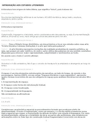 EStudos línguísticos prova II QUESTIONÁRIO II INTRODUÇÃO AOS