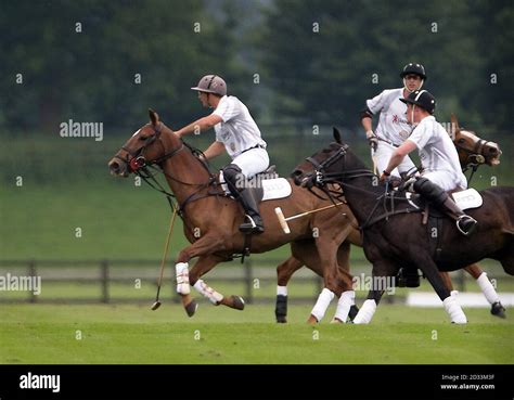 Prince William and Prince Harry playing in a charity polo match at ...