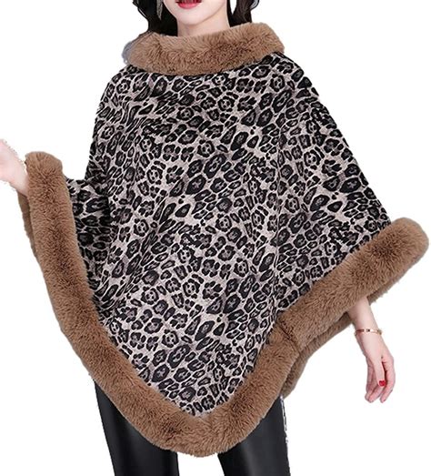 Pikadingnis Women Faux Fur Poncho Shawls Bohemian Thick Fluffy Plush