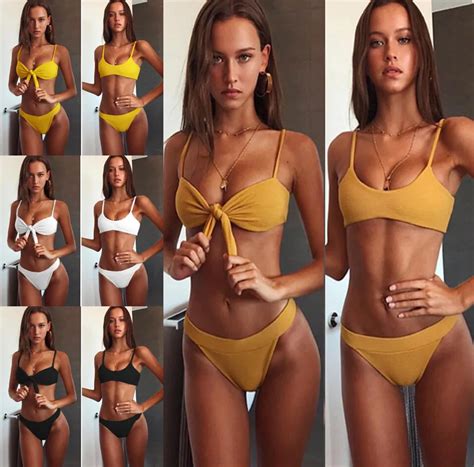 Bikini Swimsuit Maillot De Bain Femme Sexy Bowknot Bikinis Split