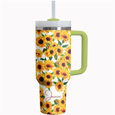 Sunflower Custom Stanley Quencher 40oz Stainless Steel Tumbler With Handle Merchidea