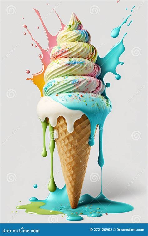 Soft Ice Cream In Wafer Style Cone Multi Colored Sprinkles