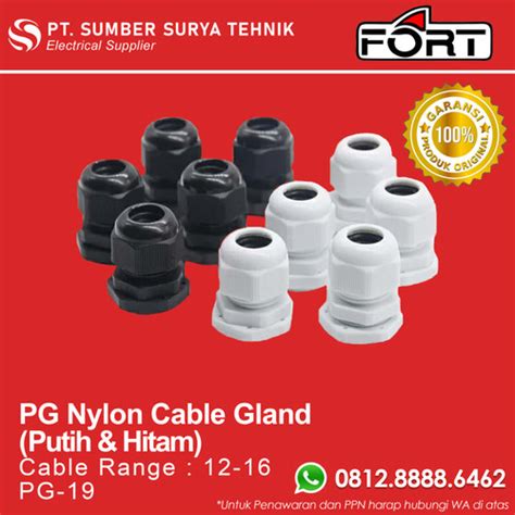 Jual PG Nylon Cable Gland PG 19 12 16mm Putih Hitam FORT Jakarta