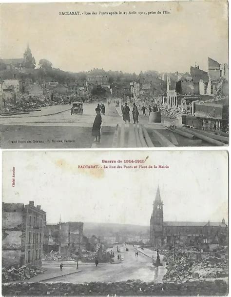 2 CPA CARTES Postales Anciennes Baccarat Guerre 14 18 Rue Des Ponts