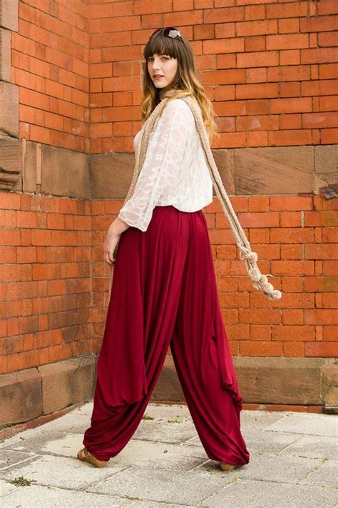 Red Harem Pants Multifit Multisize Tall Etsy Harem Pants Harem Pants