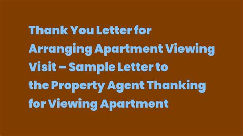 Thank You Letter For Arranging Apartment Viewing Visit Sample Letter