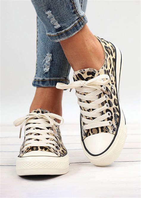 Leopard Printed Lace Up Sneakers Airygal Fashion Sneakers Fashion