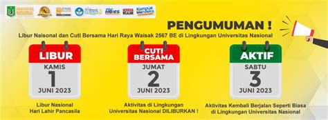 Pengumuman Libur Nasional Dan Cuti Bersama Hari Raya Waisak 2023 Universitas Nasional