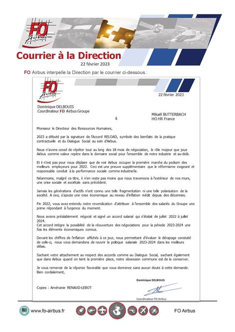 Politique Salariale Courrier De Fo Airbus La Direction