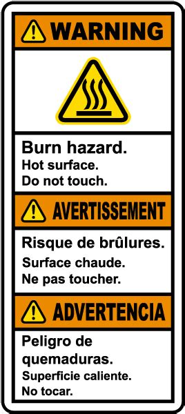 Multilingual Burn Hazard Hot Surface Label Get 10 Off Now