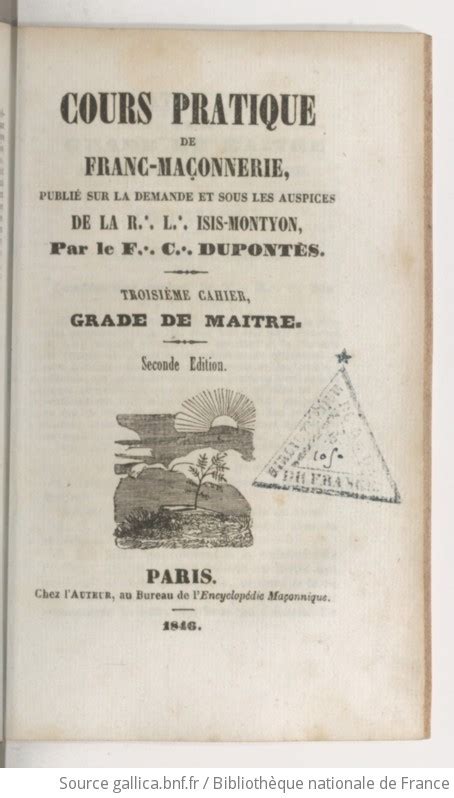 Cours pratique de franc maçonnerie 1 5èmes cahiers Cahier 3 publié