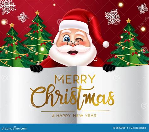 Christmas Santa Vector Template Design Merry Christmas Text In White Paper Folding Element