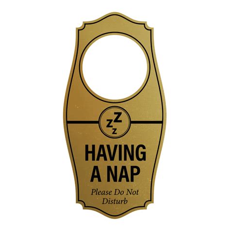 Signs Bylita Having A Nap Please Do Not Disturb Door Hanger Brushed Gold 4 X 8