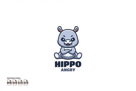 Angry Hippo Cute Kawaii Creative Mascot Graphic By Ajiwaluyo88