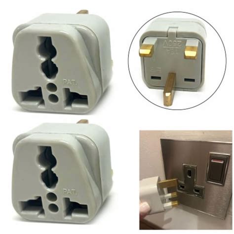 2 Universal Outlet Power Plug Adapter Type G AC Converter Dubai UAE EU