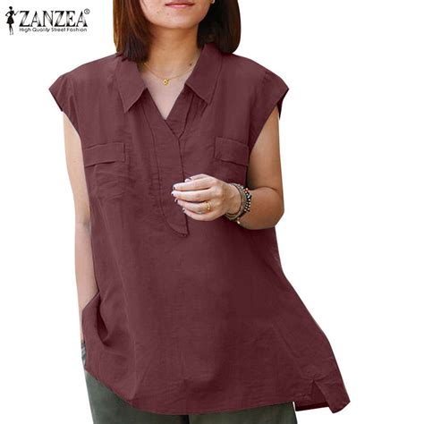 ZANZEA Women Korean Daily Employment Lapel Collar V Neck Short Sleeve