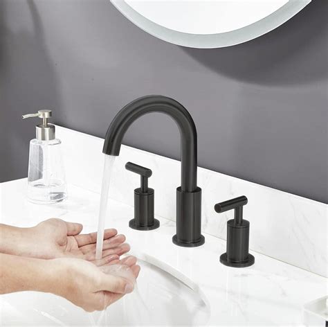 Buy Comllen Matte Black Widespread Bathroom Faucet 3 Hole, Two Handle