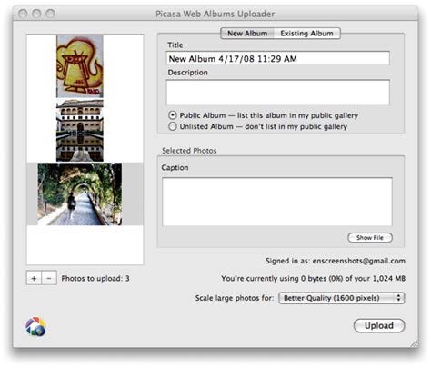 Picasa Web Albums Uploader for Mac - Download