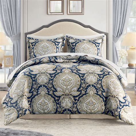 Valentina Ii Navy Damask Comforter Set Bedding By Croscill Classics