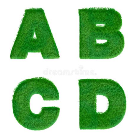 Letras Do Alfabeto Da Grama Verde Isoladas No Branco Ilustra O Stock