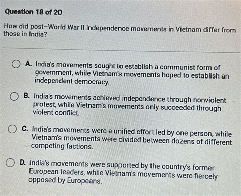 solved question      post world war ii independence