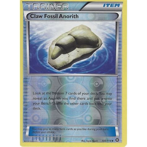 Pokemon Trading Card Game 100 114 Claw Fossil Anorith Reverse Holo XY