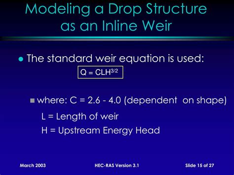 Ppt Modeling Drop Structures In Hec Ras Version Powerpoint