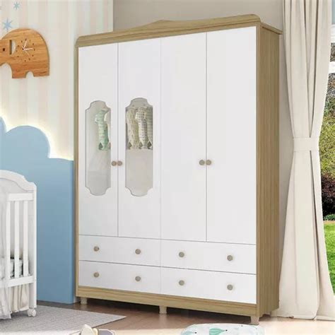 Ropero M Veis Peroba Noah Color Blanco De Mdf Con Puertas Batientes