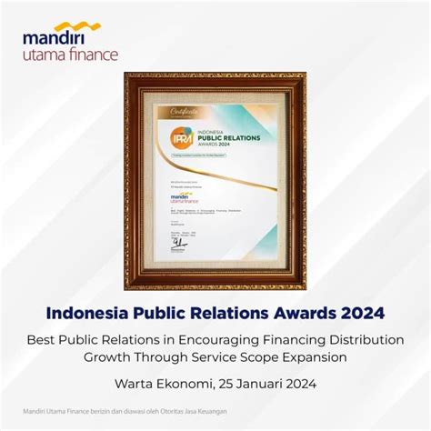 Mandiri Utama Finance Raih Penghargaan Indonesia Public Relations