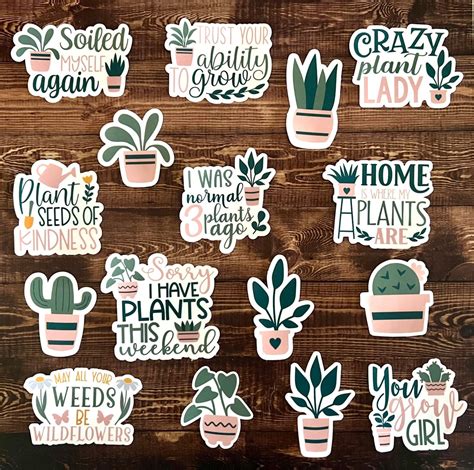 Funny Plant Stickers Cute Plant Stickers - Etsy