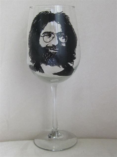 Hand Painted Wine Glass Jerry Garcia