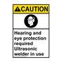 Vertical Hearing And Eye Protection Sign Ansi Caution Ppe Hearing