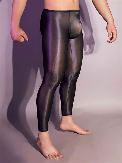 Freebily Herren Strumpfhose Sexy Durchsichtige Öl Glänzende Leggings