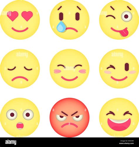 Conjunto de emoticonos plana Conjunto de Emoji Ilustración vectorial