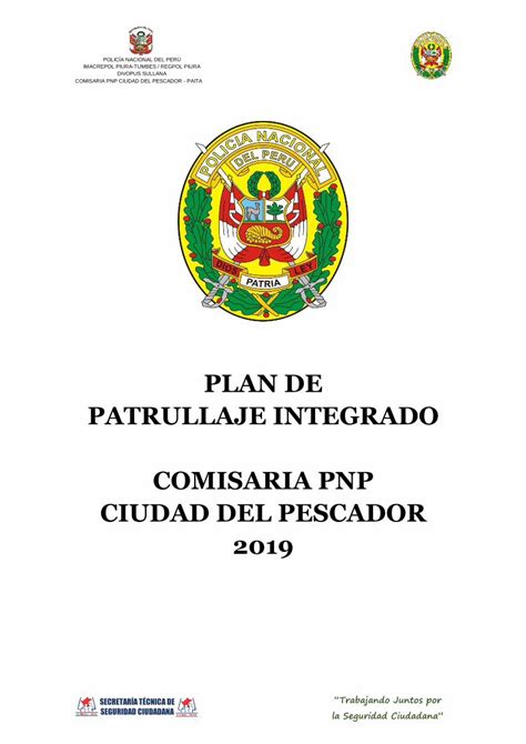 Pdf Plan De Patrullaje Integrado Comisaria Pnp Ciudad Munipaita Gob