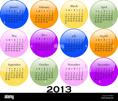 2013 Calendar Stock Vector Images Alamy