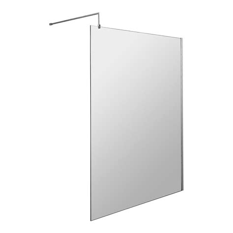 Hudson Reed Wetroom Shower Screen With Chrome Profile And Support Bar