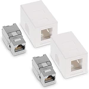 Kwmobile 2x RJ45 Netwerkdoos Afgeschermde Wandcontactdoos Met CAT6A