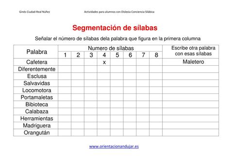 Actividades dislexia Segmentación de palabras Dejamos Plantilla