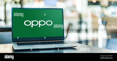 POZNAN, POL - MAY 1, 2021: Laptop computer displaying logo of Oppo, a ...