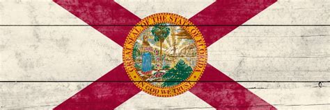 Florida State Flag On A Wooden Surface Banner Of The Grunge Florida