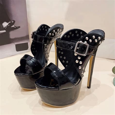 Liyke Size Platform Slippers For Women Fashion Metal Rivet Super