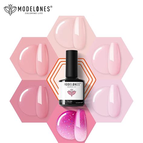 Jual Modelones Gel Nail Set Polish 6 Warna Gel Pink Nude Polish Set Romantis Baby Pastel Pink