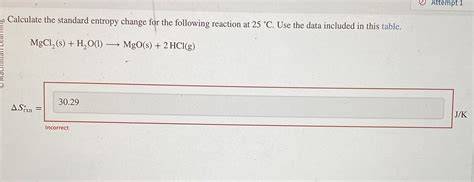 Solved Calculate The Standard Entropy Change For The