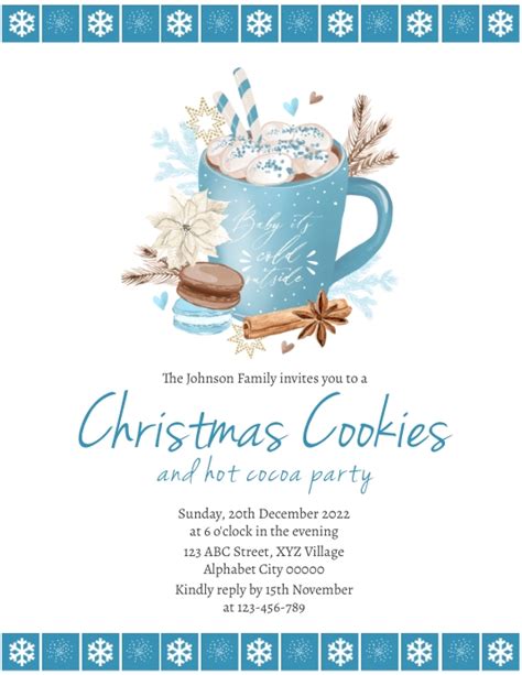 Christmas Cookies And Hot Cocoa Party Template Postermywall