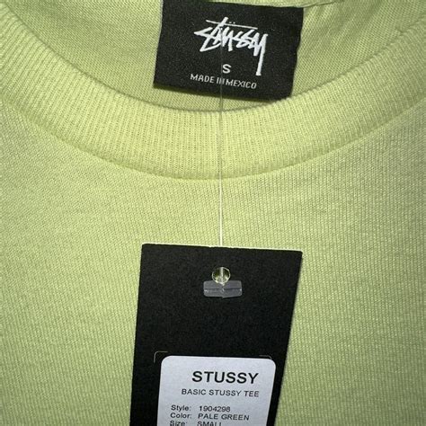 Stussy Basic T-Shirt. Pale Green, size small. Brand... - Depop